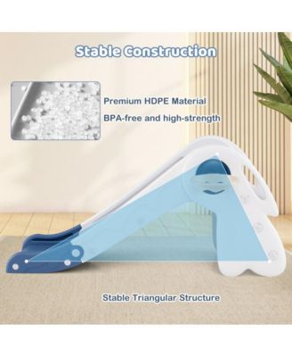 Kids Indoor Playground with Folding Slide Climber and Basketball Hoop