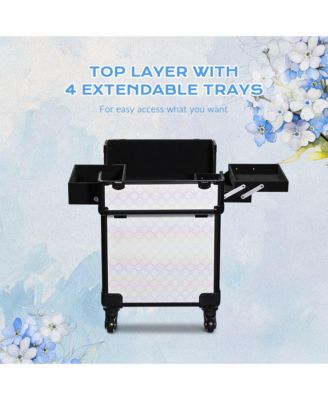 2-Piece Makeup Train Case Cosmetic Organizer Kit Pure ForgetMeNot