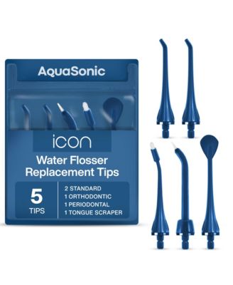 Icon Water Flosser Replacement  Standard, Periodontal, Orthodontic & Tongue Scraper - Genuine, Authentic Part (White)