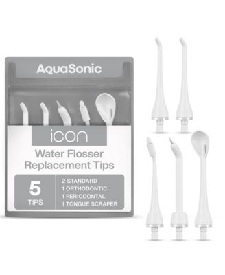 Aquasonic Icon Water Flosser Replacement Standard, Periodontal, Orthodontic & Tongue Scraper - Genuine, Authentic Part (White) - White