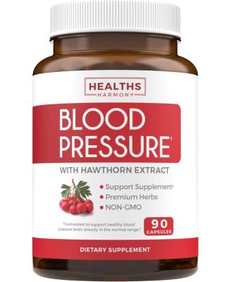 Blood Pressure Support Capsules, Vitamin Supplement for Healthy Heart & Blood Circulation, Health's Harmony, 90ct