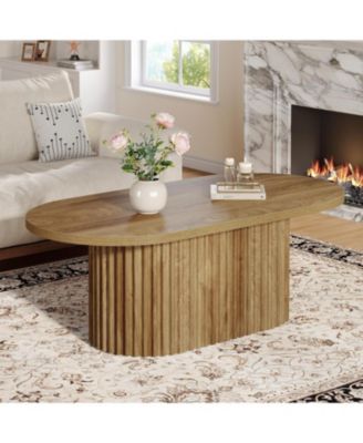 Oval Coffee Table, 47.2", Fluted Design