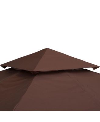 9.8ft x 9.8ft Gazebo Replacement Canopy 2 Tier Top UV Cover Coffee Color for Outsunny Gazebo Models