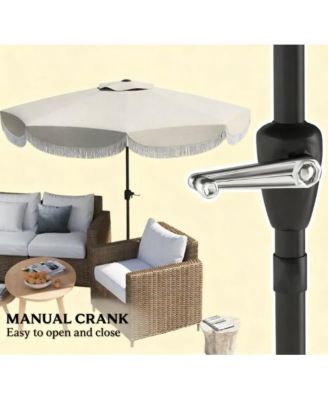 8.8ft Vented Patio Table Umbrella Outdoor Umbrella with Crank 8 Ribs Push Button Tilt