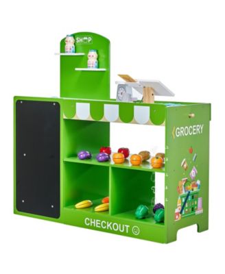 Wooden Grocery Store Playset for Kids with Accessories and Pretend Shopping Features