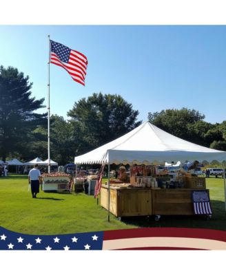 EZ GO 25Ft Commercial Telescoping Flag Pole Kit Portable Display Sign Banner Pole for Outside Hotel Business Events Advertising Flag Silver