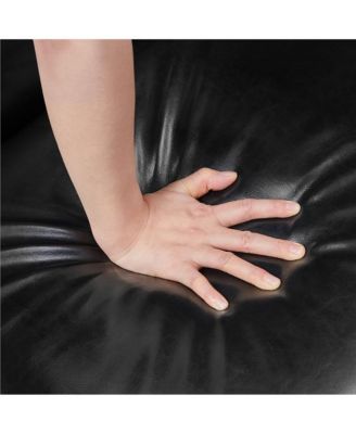 Faux Leather Armchair with Z-shaped Wood Legs