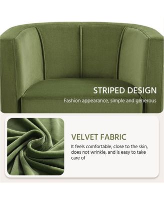 Yaheetch Single Piece Velvet Fabric Barrel-shaped Upholstered Accent Arm Chair