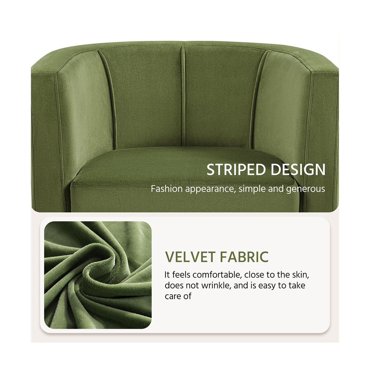 Yaheetech Yaheetch Barrel-shaped Upholstered Accent Arm Chair Olive Green