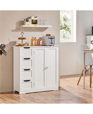 Bathroom Storage Cabinet with 4 Drawers and Double Doors