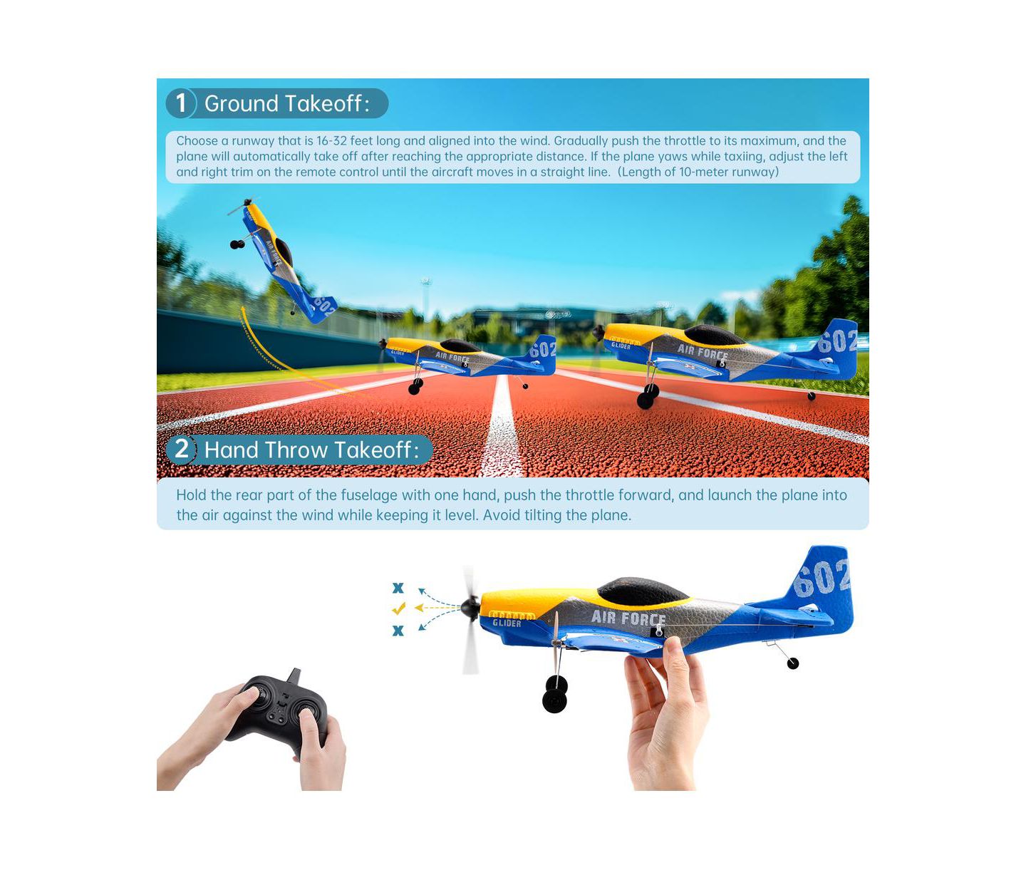 Детская игрушка Bruce & Shark P51 6-Axis Gyroscope RC Plane, цвет: Синий — фото 5