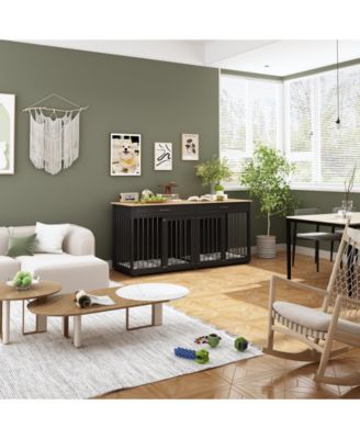 Dog Crate, Large Wooden Dog House with 2 Drawers, Dog Cage for Large Medium Dogs