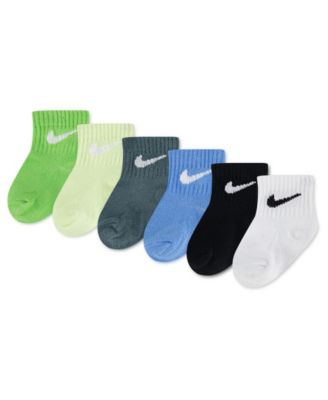 Nike Baby and Toddler Boys or Girls Swoosh Ankle Socks Pack of 6 - GreenWhiteMulti 16$