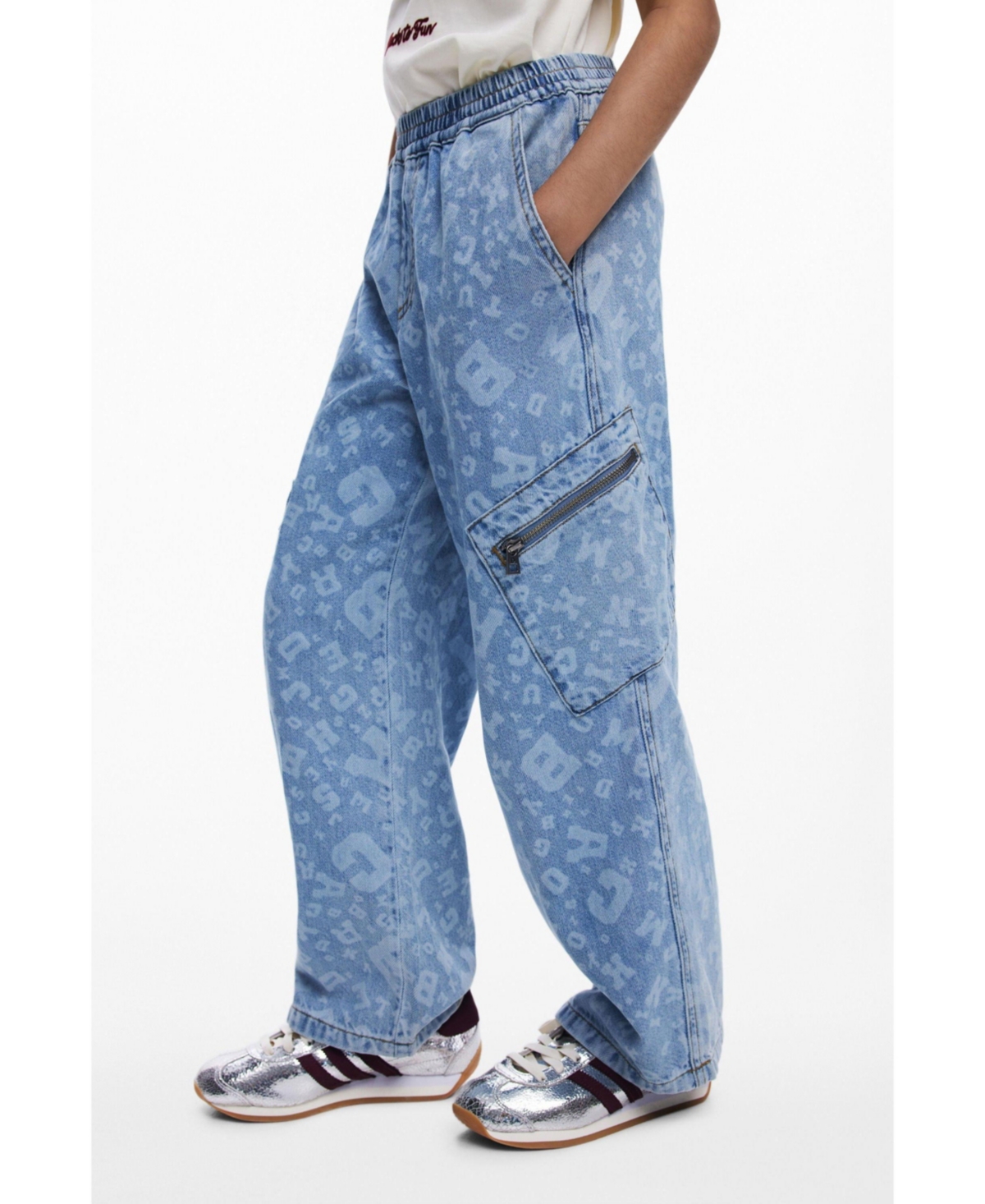 Desigual Girls Girls's Baggy print denim pants