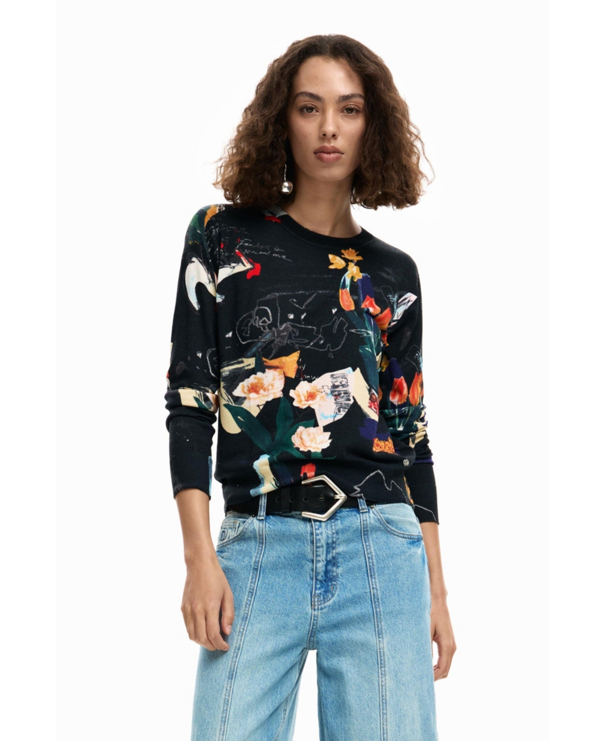 Desigual Women's Lightweight sweater with plants
