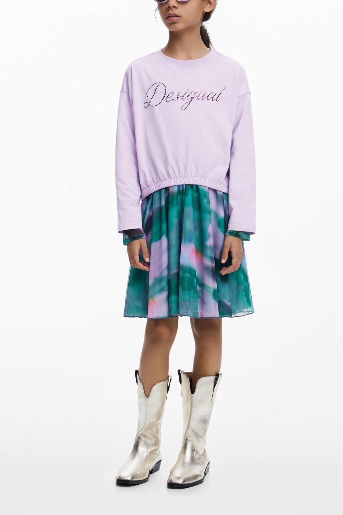 Desigual Girls's Plain T-shirt with strass logo
