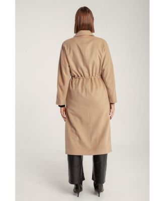 Women's Cashmere Tie Waist Lapel Coat