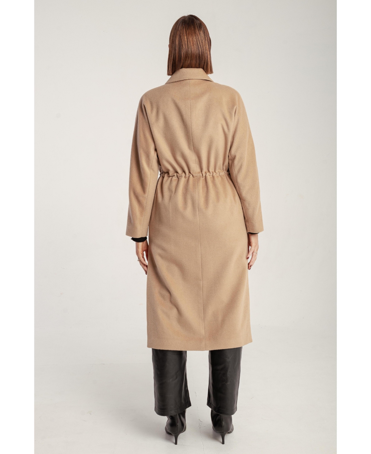 1982 Women's Cashmere Tie Waist Lapel Coat