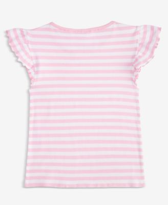 Girls' 5-20 Stripe Flutter-Sleeve Top