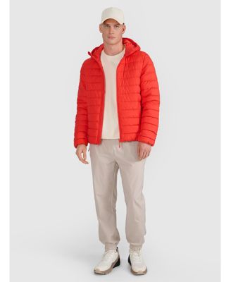 Men's down jacket with synthetic filling - red