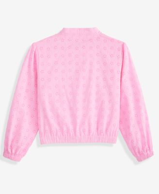 Girls' 5-20 Cotton Eyelet Bomber Jacket