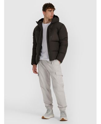 Men's down jacket with synthetic filling - khaki