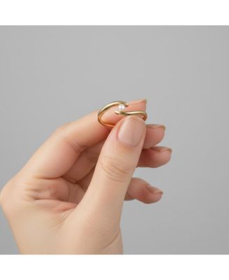 Elegant 14K Gold Plated Freshwater Pearl Ocean Wave Bypass Ring