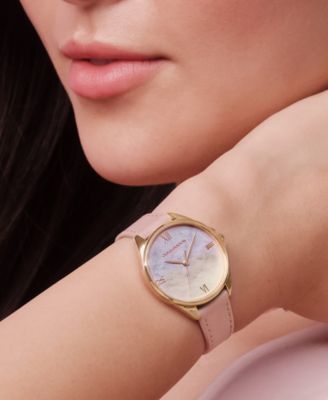 Women's Azure Rose Leather Strap Watch, 30mm