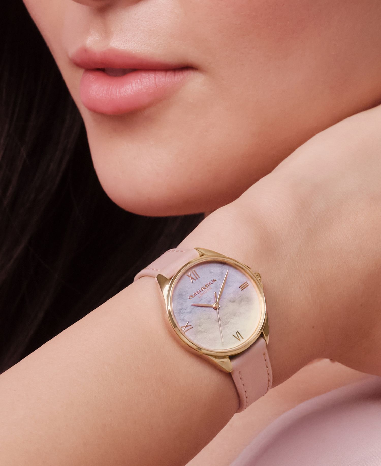 Women's Azure Rose Leather Strap Watch, 30mm