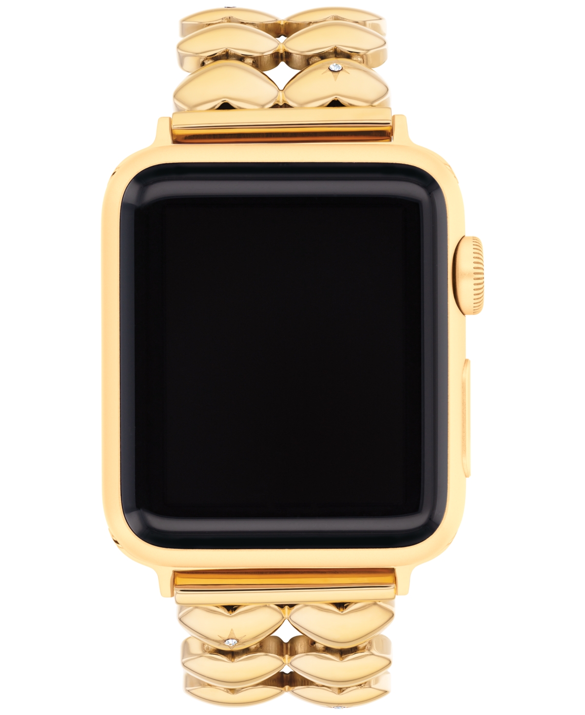 Coach Women's Gold Tone Stainless Steel With Crystals Heart Apple Watch, Strap 38mm, 40mm, 41mm