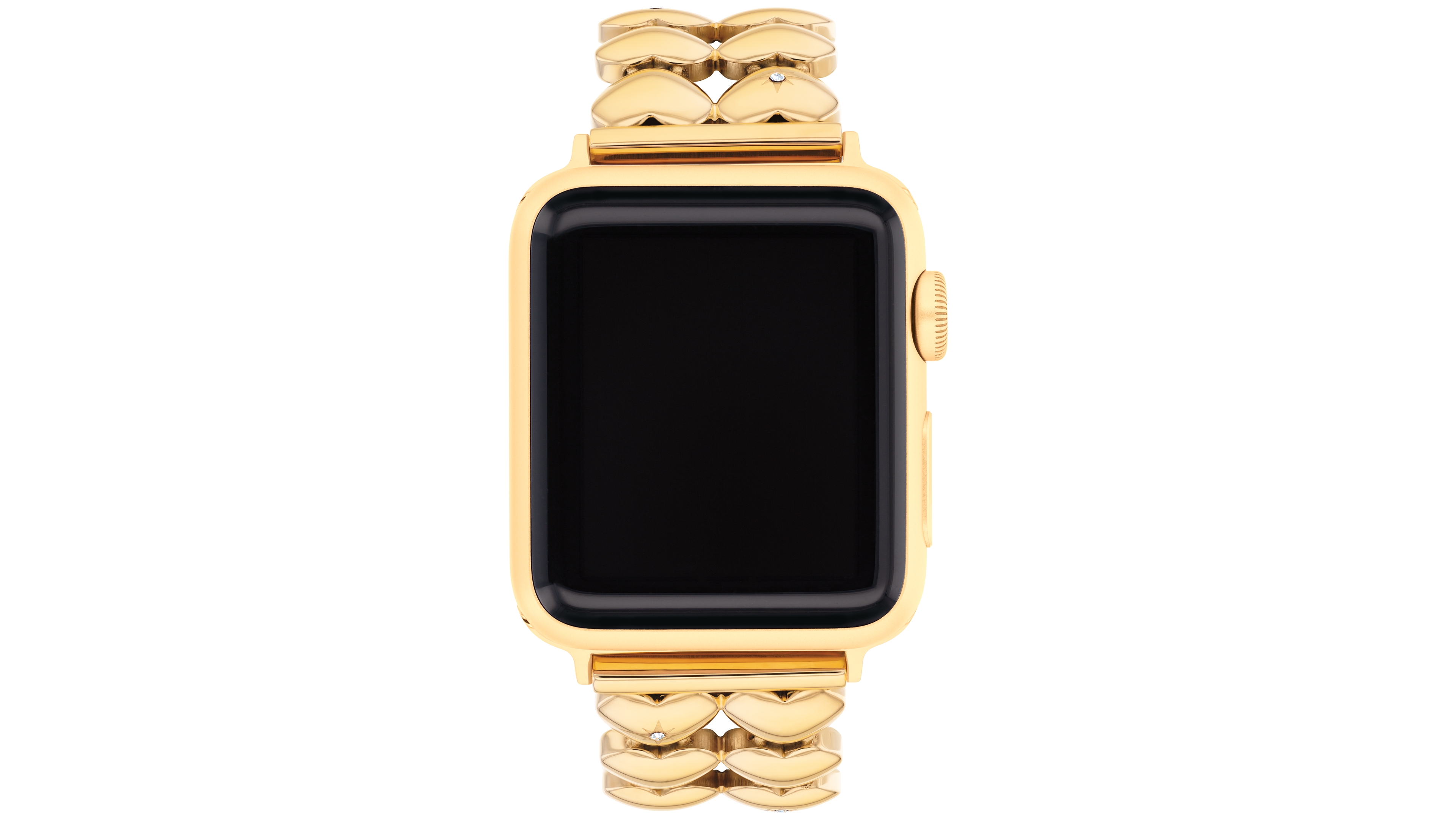 Coach Women's Gold Tone Stainless Steel With Crystals Heart Apple Watch, Strap 38mm, 40mm, 41mm
