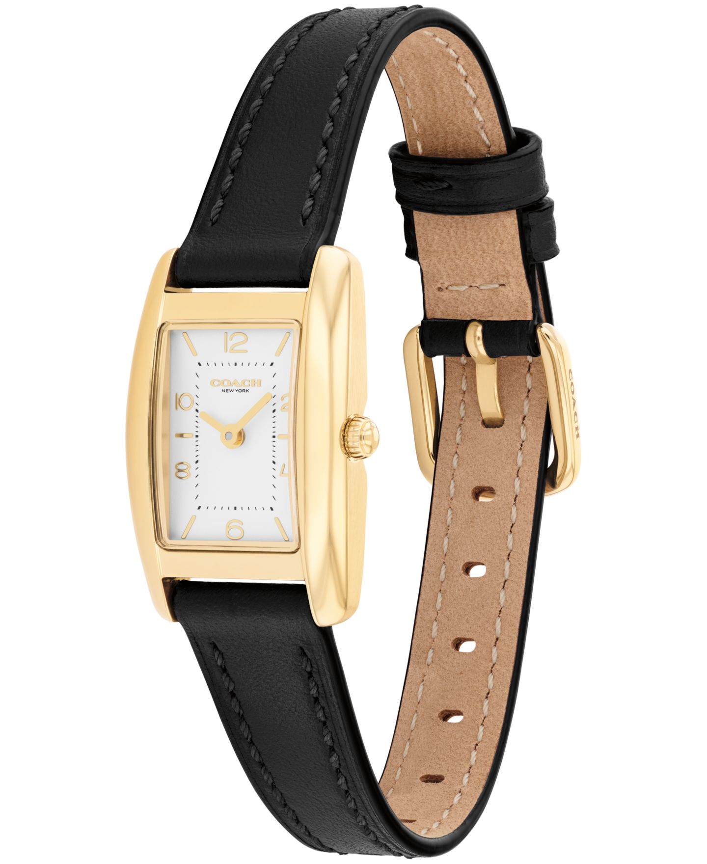 Женские часы Coach Reese Black Leather Strap Watch, 20x30mm — фото 3