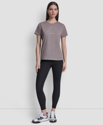 Women's Rhinestone Varsity Logo Relaxed Fit Pull-On T-Shirt