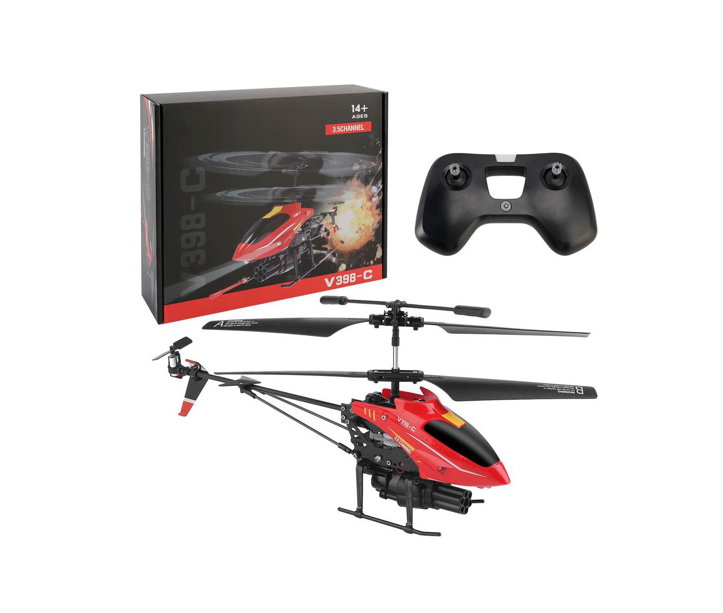 Детская игрушка Bruce & Shark V398-c 6-Axis Gyro Auto Hover Crash-Proof Remote-Control Helicopter, цвет: Красный — фото 1