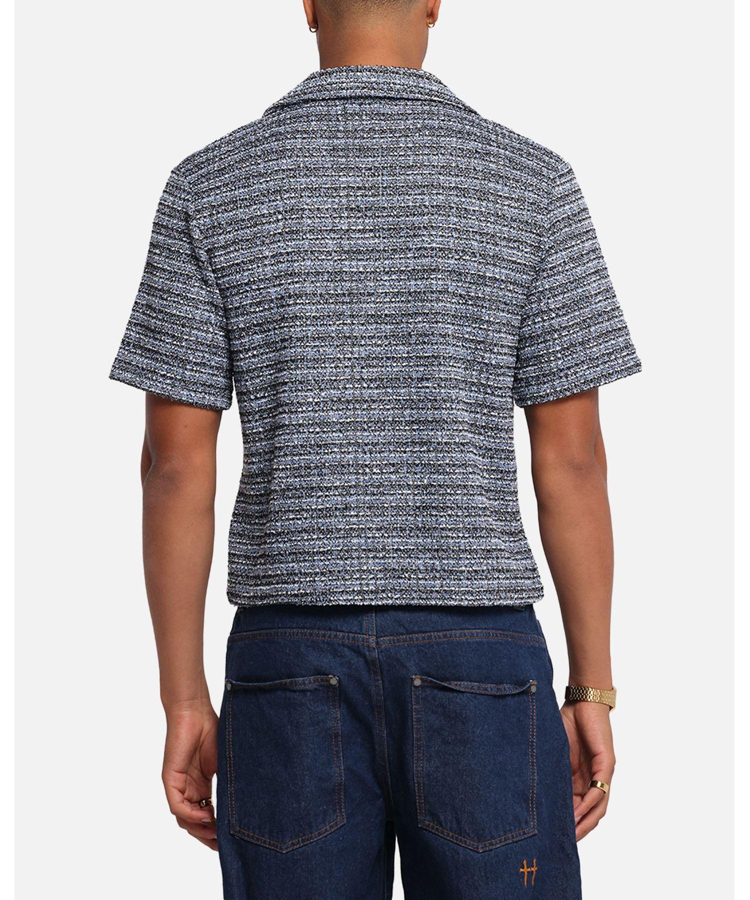 Men's Boucle Tweed Crop Button Up Shirt