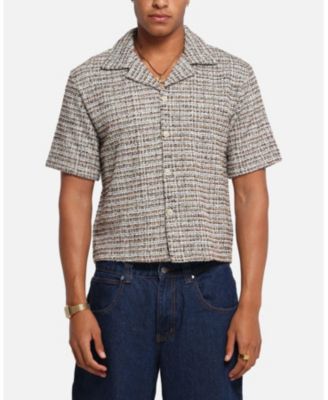 Men's Boucle Tweed Crop Button Up Shirt