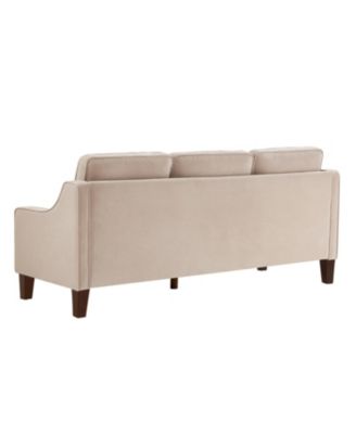 Velvet 3-Seat Sofa with Wood Legs