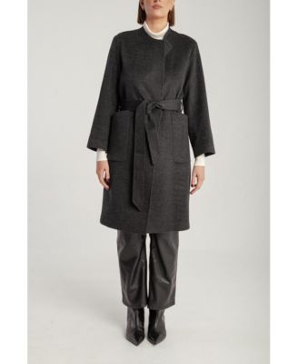 Women's Cashmere Belted Lapel Coat