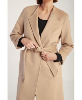 Women's Cashmere Belted Lapel Coat