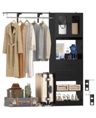 5FT Closet Organizer with Drawers, Hanging Rod, Reversible Shelves, and Cabinet