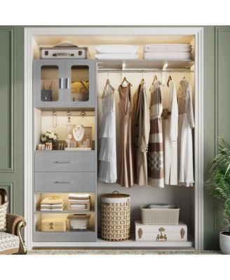 5FT Closet Organizer with Drawers, Hanging Rod, Reversible Shelves, and Cabinet