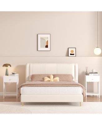 Modern Nightstand with Drawer and Open Shelf, Bedside Table for Bedroom, Cute Minimalist Side Table for Kids Room or Girls' Room