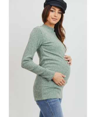 Maternity Mock Neck Long Sleeve Ribbed Top