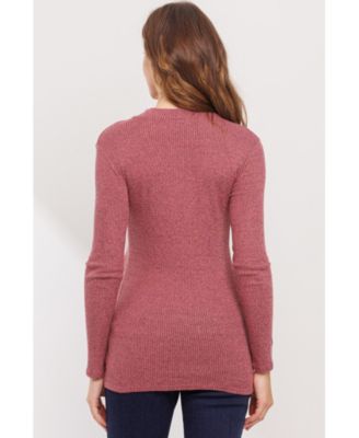 Maternity Mock Neck Long Sleeve Ribbed Top