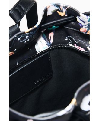 Women's Medium braided backpack with flowers