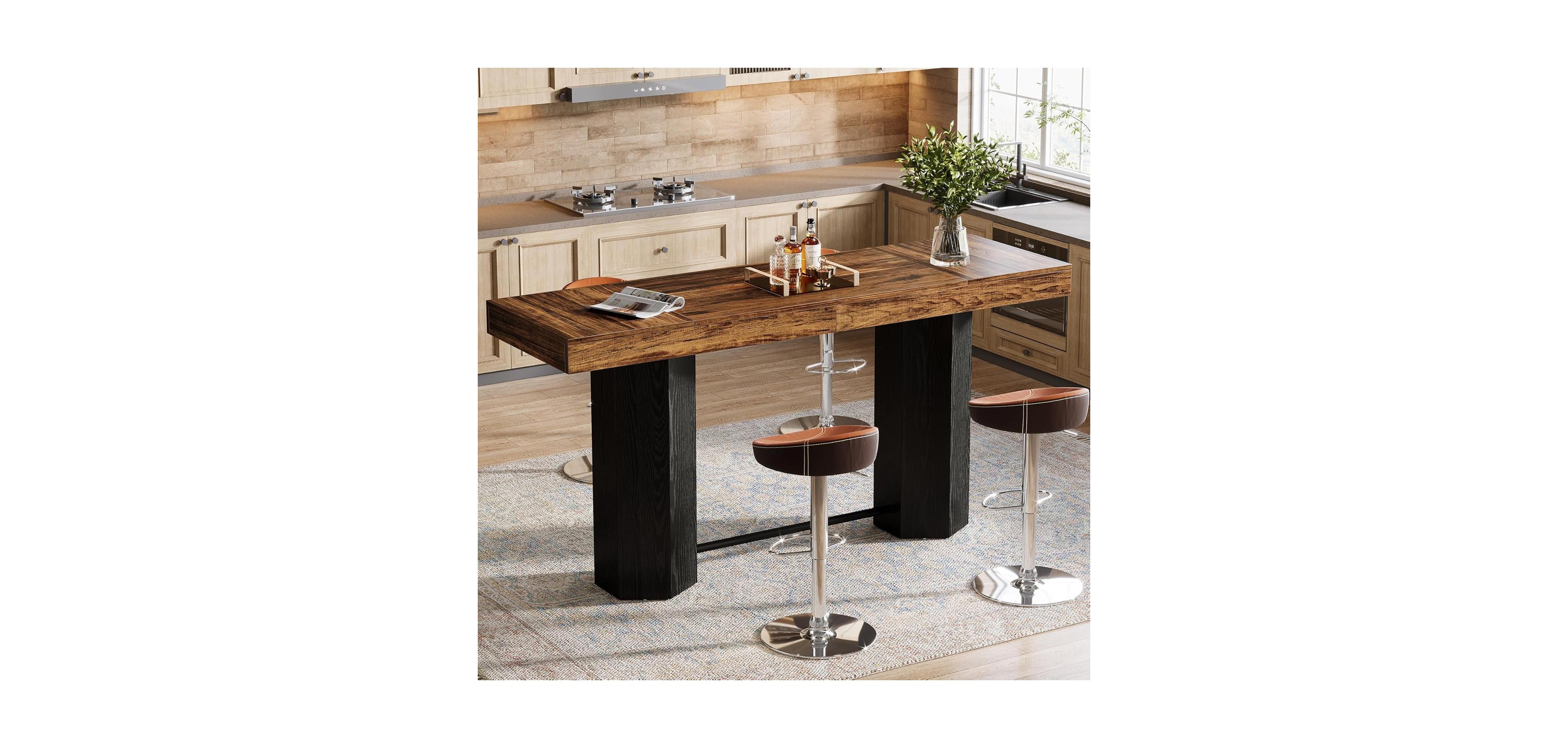 Tribesigns 70.9" Extra Long Bar Table, Industrial Counter Height Table