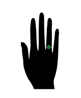 Kelly Green CZ Solitaire Ring with Pave Band