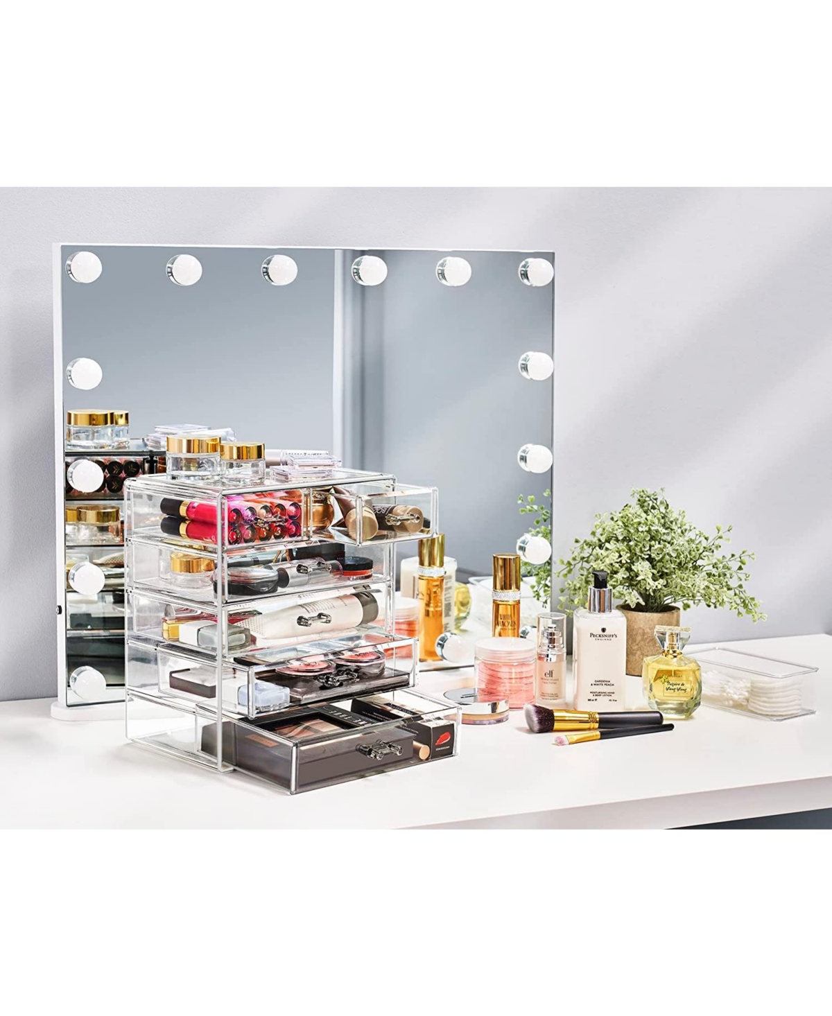 Sorbus 6 Drawer Acrylic Makeup Organizer Case for Cosmetics, and jewelry - Drawers with Diamond Detail