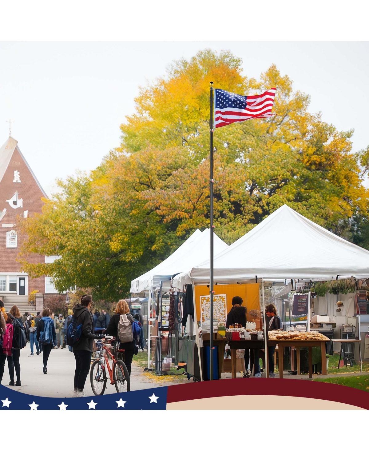 Yescom Ez Go 30Ft Commercial Telescoping Flag Pole Kit Portable Display Sign Banner Pole for Outside Hotel Business Events Advertising Flag Black