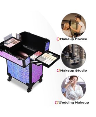 2-Piece Makeup Train Case Cosmetic Organizer Kit